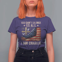 I Am Charlie Kirk T Shirt For Women You Cant Silence Us All Vintage American Flag - Wonder Print Shop