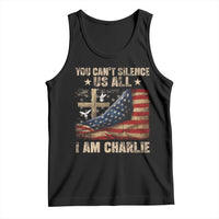 I Am Charlie Kirk Tank Top You Cant Silence Us All Vintage American Flag - Wonder Print Shop