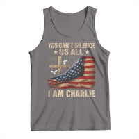 I Am Charlie Kirk Tank Top You Cant Silence Us All Vintage American Flag - Wonder Print Shop