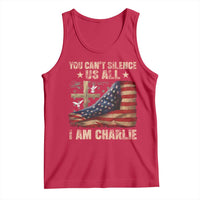 I Am Charlie Kirk Tank Top You Cant Silence Us All Vintage American Flag - Wonder Print Shop