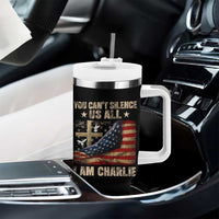 I Am Charlie Kirk Tumbler With Handle You Cant Silence Us All Vintage American Flag - Wonder Print Shop