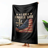 I Am Charlie Kirk Throw Blanket Freedom Vintage American Flag - Wonder Print Shop