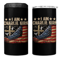 I Am Charlie Kirk 4 in 1 Can Cooler Tumbler Freedom Vintage American Flag - Wonder Print Shop