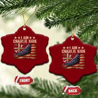 I Am Charlie Kirk Ceramic Ornament Freedom Vintage American Flag - Wonder Print Shop