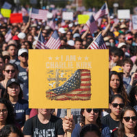 I Am Charlie Kirk Protest Sign Freedom Vintage American Flag - Wonder Print Shop