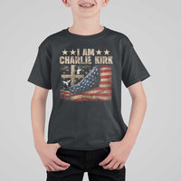 I Am Charlie Kirk T Shirt For Kid Freedom Vintage American Flag - Wonder Print Shop