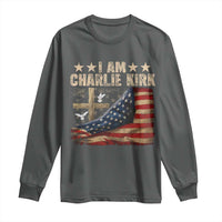 I Am Charlie Kirk Long Sleeve Shirt Freedom Vintage American Flag - Wonder Print Shop