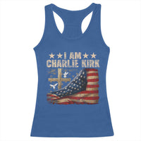 I Am Charlie Kirk Racerback Tank Top Freedom Vintage American Flag - Wonder Print Shop