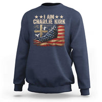 I Am Charlie Kirk Sweatshirt Freedom Vintage American Flag - Wonder Print Shop