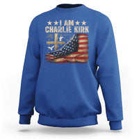 I Am Charlie Kirk Sweatshirt Freedom Vintage American Flag - Wonder Print Shop