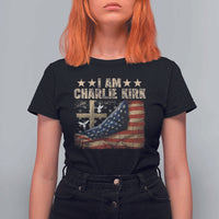 I Am Charlie Kirk T Shirt For Women Freedom Vintage American Flag - Wonder Print Shop