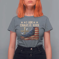 I Am Charlie Kirk T Shirt For Women Freedom Vintage American Flag - Wonder Print Shop