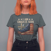 I Am Charlie Kirk T Shirt For Women Freedom Vintage American Flag - Wonder Print Shop