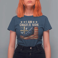 I Am Charlie Kirk T Shirt For Women Freedom Vintage American Flag - Wonder Print Shop