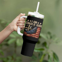 I Am Charlie Kirk Tumbler With Handle Freedom Vintage American Flag - Wonder Print Shop