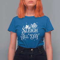 Funny Christmas Viking T Shirt For Women Sleigh All Day Sleipnir Longship Santa - Wonder Print Shop