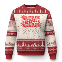 Funny Xmas Ugly Christmas Sweater Sleigh Girl Sleigh Reindeer - Wonder Print Shop