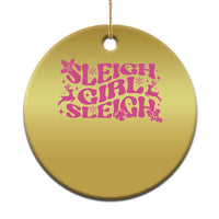 Funny Pink Christmas Christmas Ornament Sleigh Girl Sleigh Reindeer - Wonder Print Shop