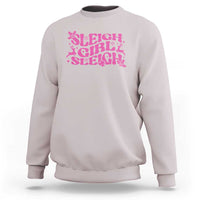 Funny Pink Christmas Sweatshirt Sleigh Girl Sleigh Reindeer - Wonder Print Shop