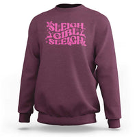 Funny Pink Christmas Sweatshirt Sleigh Girl Sleigh Reindeer - Wonder Print Shop
