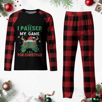 Funny Xmas Gamers Plaid Pajama Set I Paused My Game For Christmas Santa Hat - Wonder Print Shop
