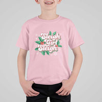 Sleigh Girl Sleigh T Shirt For Kid Christmas Retro Groove Slay Girl Mistletoe - Wonder Print Shop