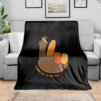 Funny Thanksgiving Teacher Throw Blanket Thankful Teacher Turkey Pencil - Wonder Print Shop