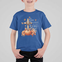 Thanksgiving Christ T Shirt For Kid Give Thanks To The Lord Psalm 136:1 Pumpkin Cross - Wonder Print Shop