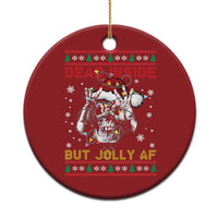 Funny Xmas Skeleton Christmas Ornament Dead Inside But Jolly AF Santa Hat - Wonder Print Shop