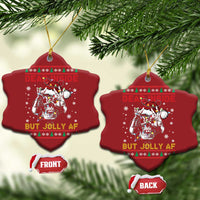 Funny Xmas Skeleton Christmas Ornament Dead Inside But Jolly AF Santa Hat - Wonder Print Shop