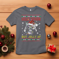 Funny Christmas Skeleton T Shirt Dead Inside But Jolly AF Santa Hat - Wonder Print Shop