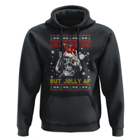 Funny Christmas Skeleton Hoodie Dead Inside But Jolly AF Santa Hat