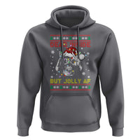 Funny Christmas Skeleton Hoodie Dead Inside But Jolly AF Santa Hat