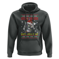 Funny Christmas Skeleton Hoodie Dead Inside But Jolly AF Santa Hat