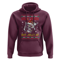 Funny Christmas Skeleton Hoodie Dead Inside But Jolly AF Santa Hat