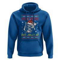 Funny Christmas Skeleton Hoodie Dead Inside But Jolly AF Santa Hat