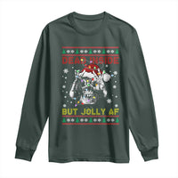 Funny Christmas Skeleton Long Sleeve Shirt Dead Inside But Jolly AF Santa Hat