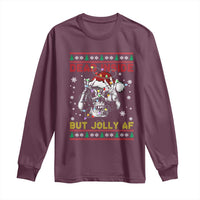 Funny Christmas Skeleton Long Sleeve Shirt Dead Inside But Jolly AF Santa Hat