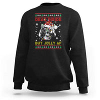 Funny Christmas Skeleton Sweatshirt Dead Inside But Jolly AF Santa Hat - Wonder Print Shop