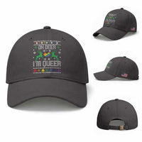 Funny LGBT Christmas Baseball Cap Oh Deer I'm Queer Rainbow LGBT Flag