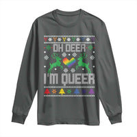 Funny LGBT Christmas Long Sleeve Shirt Oh Deer I'm Queer Rainbow LGBT Flag