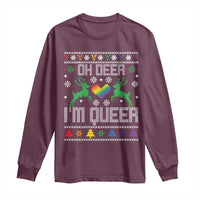 Funny LGBT Christmas Long Sleeve Shirt Oh Deer I'm Queer Rainbow LGBT Flag
