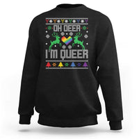 Funny LGBT Christmas Sweatshirt Oh Deer I'm Queer Rainbow LGBT Flag - Wonder Print Shop