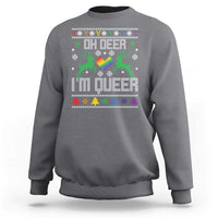 Funny LGBT Christmas Sweatshirt Oh Deer I'm Queer Rainbow LGBT Flag - Wonder Print Shop