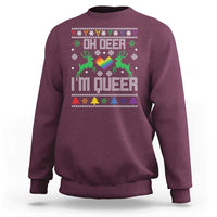 Funny LGBT Christmas Sweatshirt Oh Deer I'm Queer Rainbow LGBT Flag - Wonder Print Shop