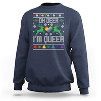 Funny LGBT Christmas Sweatshirt Oh Deer I'm Queer Rainbow LGBT Flag - Wonder Print Shop