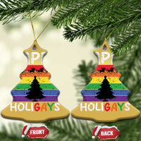 Funny LGBT Xmas Christmas Ornament Happy Holigays Rainbow Stripes Unicorn Santa - Wonder Print Shop