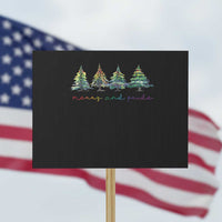 Funny Christmas LGBT Protest Sign Merry And Pride Rainbow Xmas Tree - Wonder Print Shop