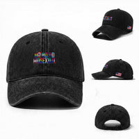 Funny LGBT Christmas Washed Cotton Baseball Cap Ho Ho Ho Mosexual LGBT Flag