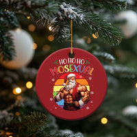 Funny Xmas LGBT Christmas Ornament Ho Ho Ho Mosexual Rainbow Santa - Wonder Print Shop